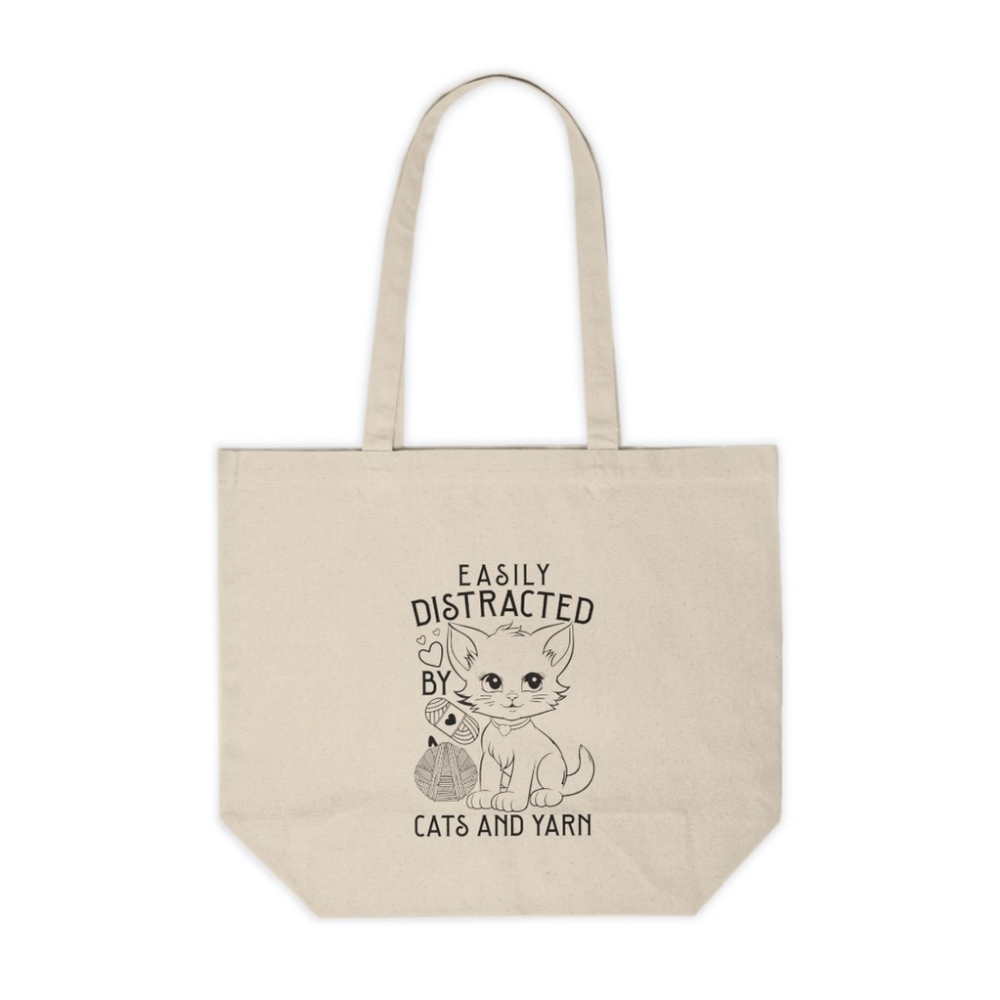 Easily Distracted by Cats and Yarn Custom Tote Bag
